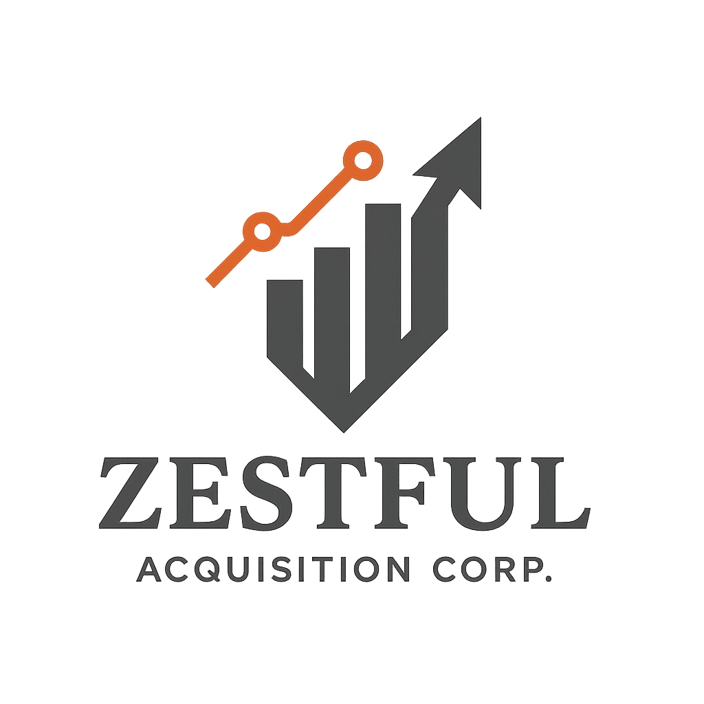 Zestful Acquisition Corp. logo featuring a rising arrow merged with a bar chart and orange circuit line, symbolising growth, technology, and strategic capital execution.